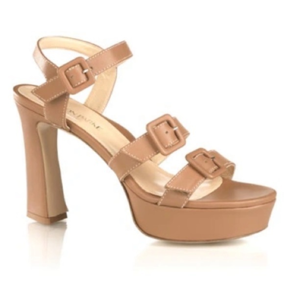Marion Parke Lucy Ankle Strap Platform Sandal Leather Made in Italy in Caramel - Picture 1 of 11